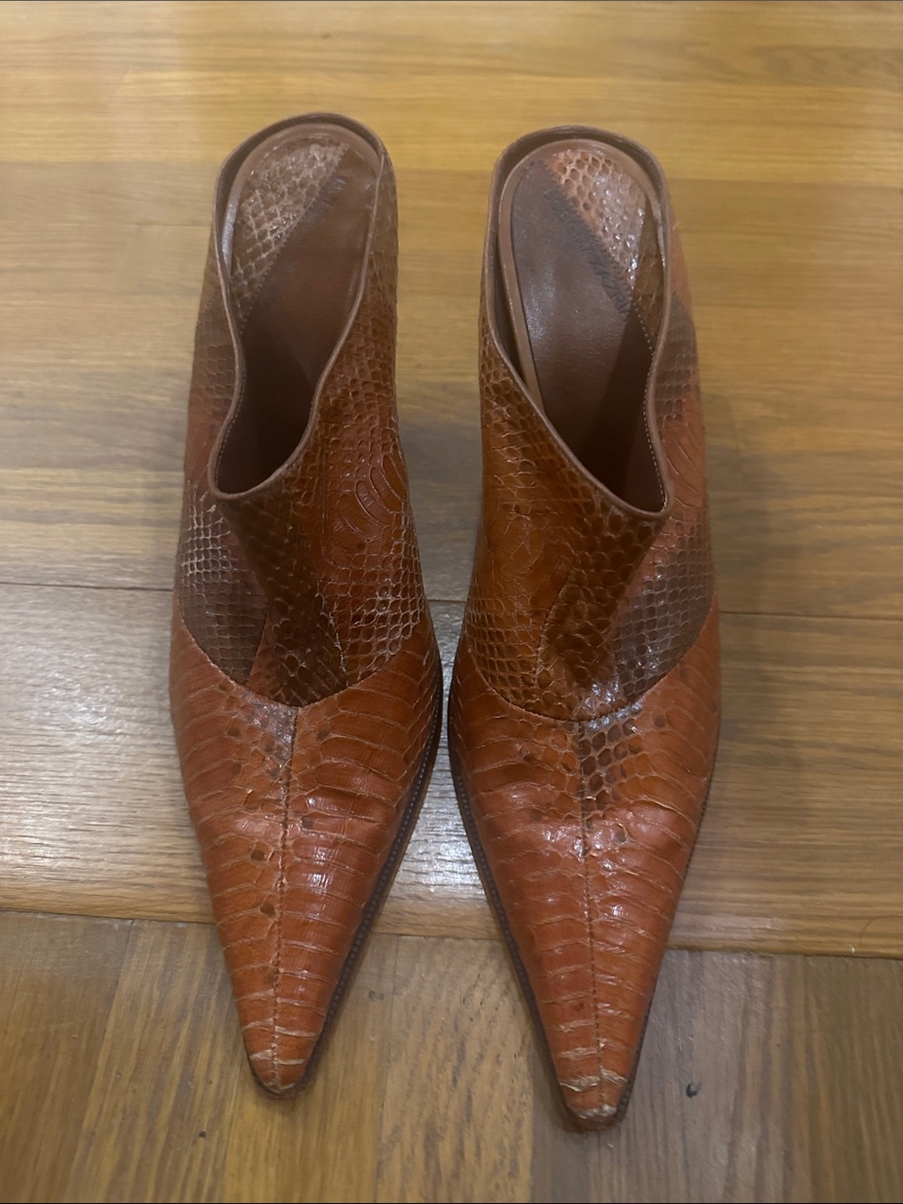 BCBG Real Snakeskin Slide Heels - Picture 2 of 6
